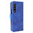 Custodia Portafoglio In Pelle Cover con Supporto L12Z per Samsung Galaxy Z Fold3 5G Blu