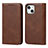 Custodia Portafoglio In Pelle Cover con Supporto L14 per Apple iPhone 14 Marrone