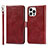 Custodia Portafoglio In Pelle Cover con Supporto L15 per Apple iPhone 14 Pro Rosso