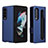 Custodia Portafoglio In Pelle Cover con Supporto L15Z per Samsung Galaxy Z Fold3 5G Blu