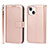 Custodia Portafoglio In Pelle Cover con Supporto L19 per Apple iPhone 13 Oro Rosa