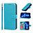 Custodia Portafoglio In Pelle Cover con Supporto L19 per Apple iPhone 13 Pro Max Cielo Blu