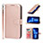Custodia Portafoglio In Pelle Cover con Supporto L19 per Apple iPhone 13 Pro Max Oro Rosa