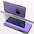 Custodia Portafoglio In Pelle Cover con Supporto Laterale Specchio Cover L02 per OnePlus 7T Viola