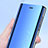 Custodia Portafoglio In Pelle Cover con Supporto Laterale Specchio Cover L02 per Samsung Galaxy S10 Blu