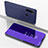 Custodia Portafoglio In Pelle Cover con Supporto Laterale Specchio Cover M01 per Xiaomi Redmi Note 8 Viola