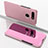 Custodia Portafoglio In Pelle Cover con Supporto Laterale Specchio Cover M03 per Huawei Honor V20 Oro Rosa