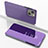 Custodia Portafoglio In Pelle Cover con Supporto Laterale Specchio Cover per Apple iPhone 13 Viola