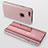 Custodia Portafoglio In Pelle Cover con Supporto Laterale Specchio Cover per Apple iPhone 7 Plus Oro Rosa