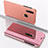 Custodia Portafoglio In Pelle Cover con Supporto Laterale Specchio Cover per Huawei Enjoy 9s Oro Rosa