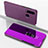 Custodia Portafoglio In Pelle Cover con Supporto Laterale Specchio Cover per Huawei P Smart+ Plus Viola