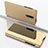 Custodia Portafoglio In Pelle Cover con Supporto Laterale Specchio Cover per OnePlus 7 Oro