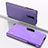 Custodia Portafoglio In Pelle Cover con Supporto Laterale Specchio Cover per OnePlus 7 Viola