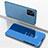 Custodia Portafoglio In Pelle Cover con Supporto Laterale Specchio Cover per Oppo Find X3 5G Blu
