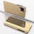Custodia Portafoglio In Pelle Cover con Supporto Laterale Specchio Cover per Samsung Galaxy A12 Oro
