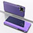 Custodia Portafoglio In Pelle Cover con Supporto Laterale Specchio Cover per Samsung Galaxy A12 Viola