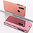 Custodia Portafoglio In Pelle Cover con Supporto Laterale Specchio Cover per Samsung Galaxy A30 Oro Rosa