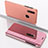 Custodia Portafoglio In Pelle Cover con Supporto Laterale Specchio Cover per Samsung Galaxy A40 Oro Rosa