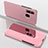 Custodia Portafoglio In Pelle Cover con Supporto Laterale Specchio Cover per Samsung Galaxy A60 Oro Rosa