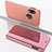 Custodia Portafoglio In Pelle Cover con Supporto Laterale Specchio Cover per Samsung Galaxy M01s Oro Rosa