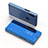 Custodia Portafoglio In Pelle Cover con Supporto Laterale Specchio Cover per Samsung Galaxy M20 Blu