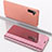 Custodia Portafoglio In Pelle Cover con Supporto Laterale Specchio Cover per Samsung Galaxy Note 10 Oro Rosa