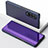 Custodia Portafoglio In Pelle Cover con Supporto Laterale Specchio Cover per Samsung Galaxy Z Fold3 5G Viola