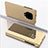Custodia Portafoglio In Pelle Cover con Supporto Laterale Specchio Cover QH1 per Xiaomi Poco M2 Pro Oro