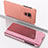 Custodia Portafoglio In Pelle Cover con Supporto Laterale Specchio Cover QH1 per Xiaomi Redmi 10X 4G Oro Rosa
