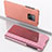 Custodia Portafoglio In Pelle Cover con Supporto Laterale Specchio Cover QH1 per Xiaomi Redmi 10X 5G Oro Rosa