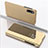 Custodia Portafoglio In Pelle Cover con Supporto Laterale Specchio Cover QH1 per Xiaomi Redmi 9A Oro