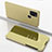 Custodia Portafoglio In Pelle Cover con Supporto Laterale Specchio Cover ZL1 per Samsung Galaxy A21s Oro
