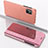 Custodia Portafoglio In Pelle Cover con Supporto Laterale Specchio Cover ZL1 per Samsung Galaxy A51 4G Oro Rosa