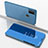 Custodia Portafoglio In Pelle Cover con Supporto Laterale Specchio Cover ZL1 per Samsung Galaxy M21 Blu