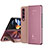 Custodia Portafoglio In Pelle Cover con Supporto Laterale Specchio Cover ZL1 per Samsung Galaxy Z Fold3 5G Oro Rosa