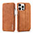 Custodia Portafoglio In Pelle Cover con Supporto LC1 per Apple iPhone 13 Pro Marrone