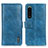 Custodia Portafoglio In Pelle Cover con Supporto M11L per Sony Xperia 5 III Blu