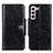 Custodia Portafoglio In Pelle Cover con Supporto M12L per Samsung Galaxy S21 5G Nero