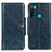 Custodia Portafoglio In Pelle Cover con Supporto M12L per Xiaomi Redmi Note 8 (2021) Blu