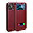 Custodia Portafoglio In Pelle Cover con Supporto N01 per Apple iPhone 12 Mini Rosso
