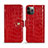 Custodia Portafoglio In Pelle Cover con Supporto N02 per Apple iPhone 12 Pro Rosso
