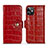 Custodia Portafoglio In Pelle Cover con Supporto N02 per Apple iPhone 12 Rosso