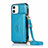 Custodia Portafoglio In Pelle Cover con Supporto N03 per Apple iPhone 12 Mini Cielo Blu