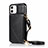 Custodia Portafoglio In Pelle Cover con Supporto N03 per Apple iPhone 12 Mini Nero