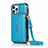 Custodia Portafoglio In Pelle Cover con Supporto N03 per Apple iPhone 12 Pro Cielo Blu