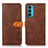 Custodia Portafoglio In Pelle Cover con Supporto N07P per Motorola Moto Edge Lite 5G Marrone