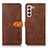 Custodia Portafoglio In Pelle Cover con Supporto N07P per Samsung Galaxy S21 Plus 5G Marrone