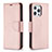 Custodia Portafoglio In Pelle Cover con Supporto per Apple iPhone 14 Pro Oro Rosa