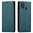 Custodia Portafoglio In Pelle Cover con Supporto per Samsung Galaxy M21 Blu