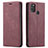 Custodia Portafoglio In Pelle Cover con Supporto per Samsung Galaxy M30s Rosso Rosa